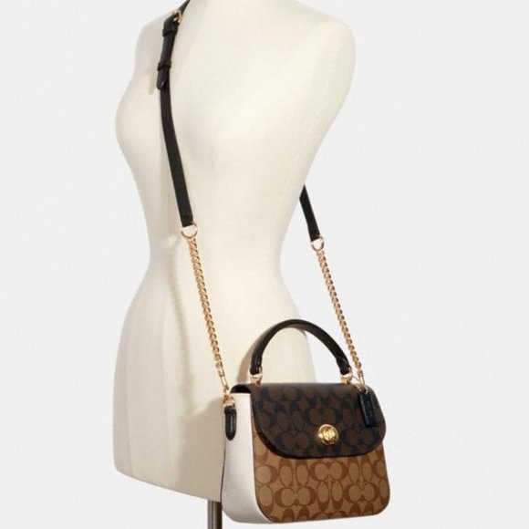 New) Satchel In Blocked Signature Canvas - Picture 2 of 4